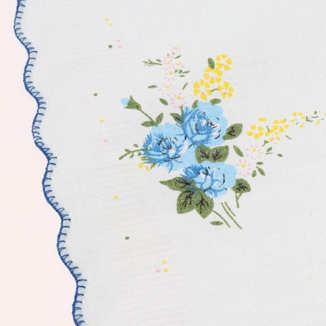 Ladies Handkerchiefs, Handkerchiefs Women Cotton Handkerchief Ladies 10Pcs Womens Vintage Floral Print Cotton Handkerchief Hanky Bulk Set image number 2