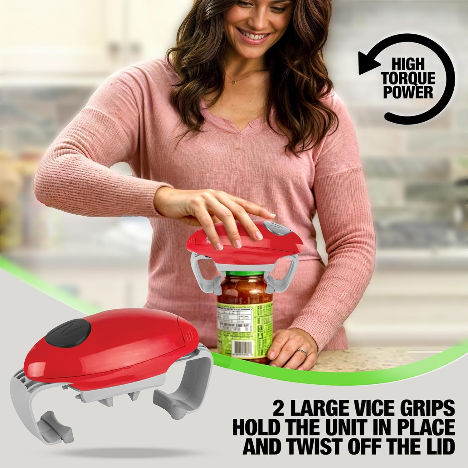 Robotwist Jar Opener, Automatic Jar Opener, Deluxe Model with Improved Torque, Robo Twist Kitchen Gadgets for Home, Electric Handsfree Easy Jar Opener &ndash; Works on All Jar Sizes, as Seen on TV, Red&hellip; image number 1