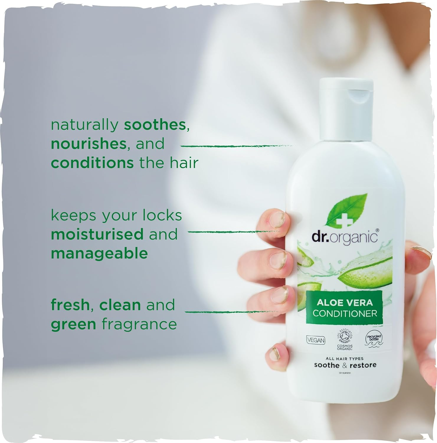 Dr Organic Aloe Vera Shampoo & Conditioner Set with Travel Bag, Soothing, All Hair Types, Natural, Vegan, Cruelty-Free, Paraben & Sls-Free, Recyclable & Recycled Ocean Bound Plastic, Organic, 265Ml