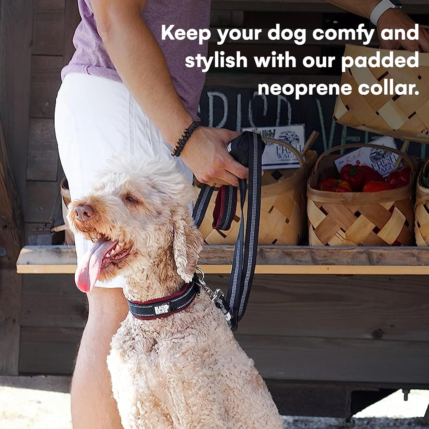 Black Rhino - the Comfort Collar Ultra Soft Neoprene Padded Dog Collar for All Breeds - Heavy Duty Adjustable Reflective Weatherproof (Large, Burgundy/Bl) image number 6