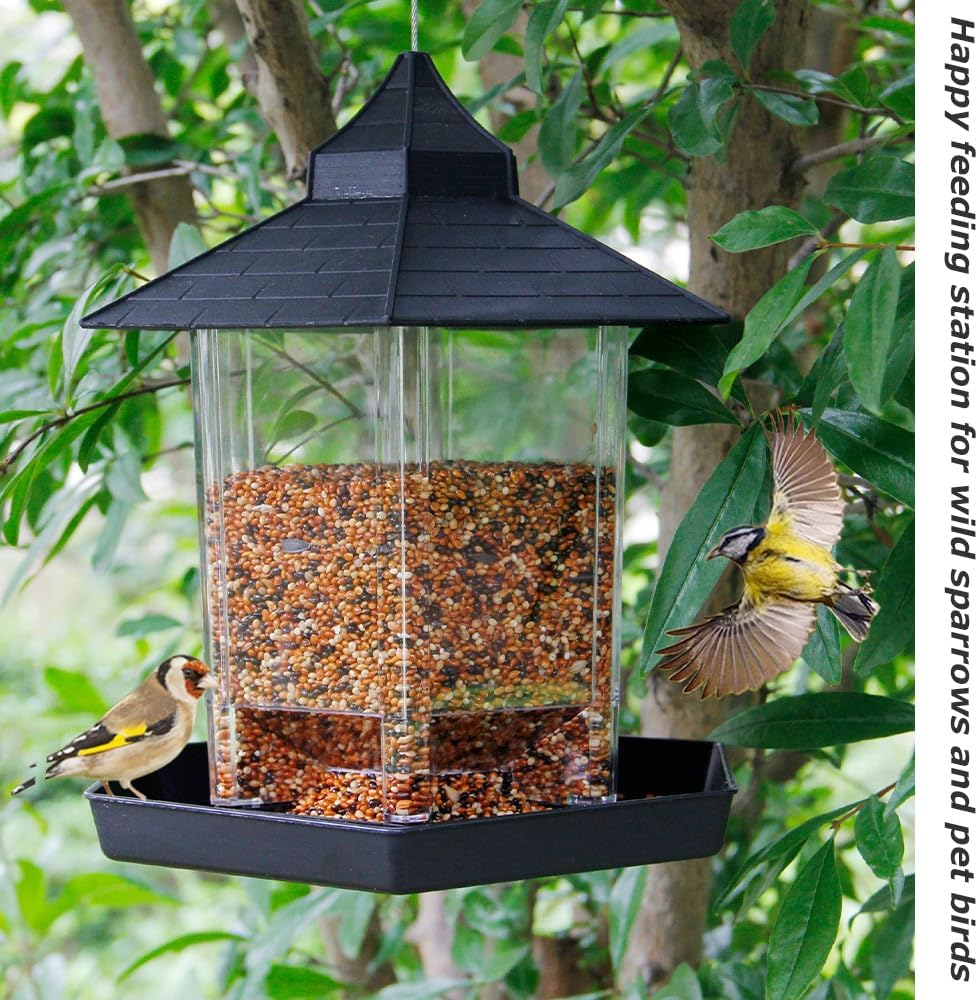 Hanging Bird Feeder with Drain Holes ，Weatherproof Bird Feeder Cage/Garden Yard Decoration,Garden Bird Feeder Cage for Yellow Finch, Magpie, Sparrows, Swallow Hamil image number 2