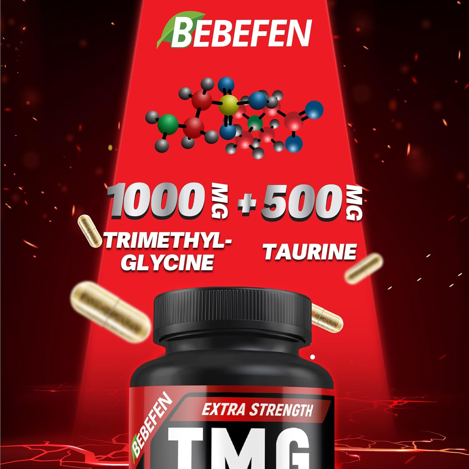 TMG Trimethylglycine 1000 Mg with Taurine 500 Mg Supplement &ndash; Non-Gmo, Gluten Free (60 Capsules) image number 1