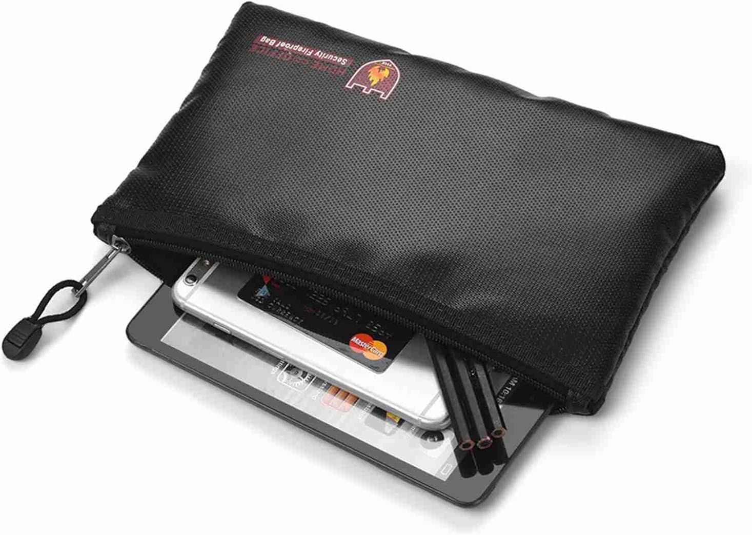 Odorkle Fireproof Document Bag Portable Small Silicone Coated Fiberglass Money Bag with Zipper Closure for File Jewelry Valuables 10.6 X 6.7 X 0.4In Black (Large) image number 3