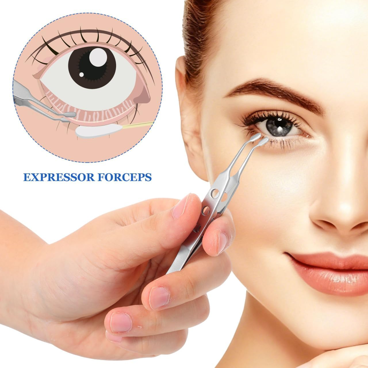 Gatuida Meibomian Gland Expressor Tweezers Stainless Steel Eyelid Massage Forceps Precision Eyelid Compressor Tool with Non-Slip Handle for Mgd Treatment And image number 1