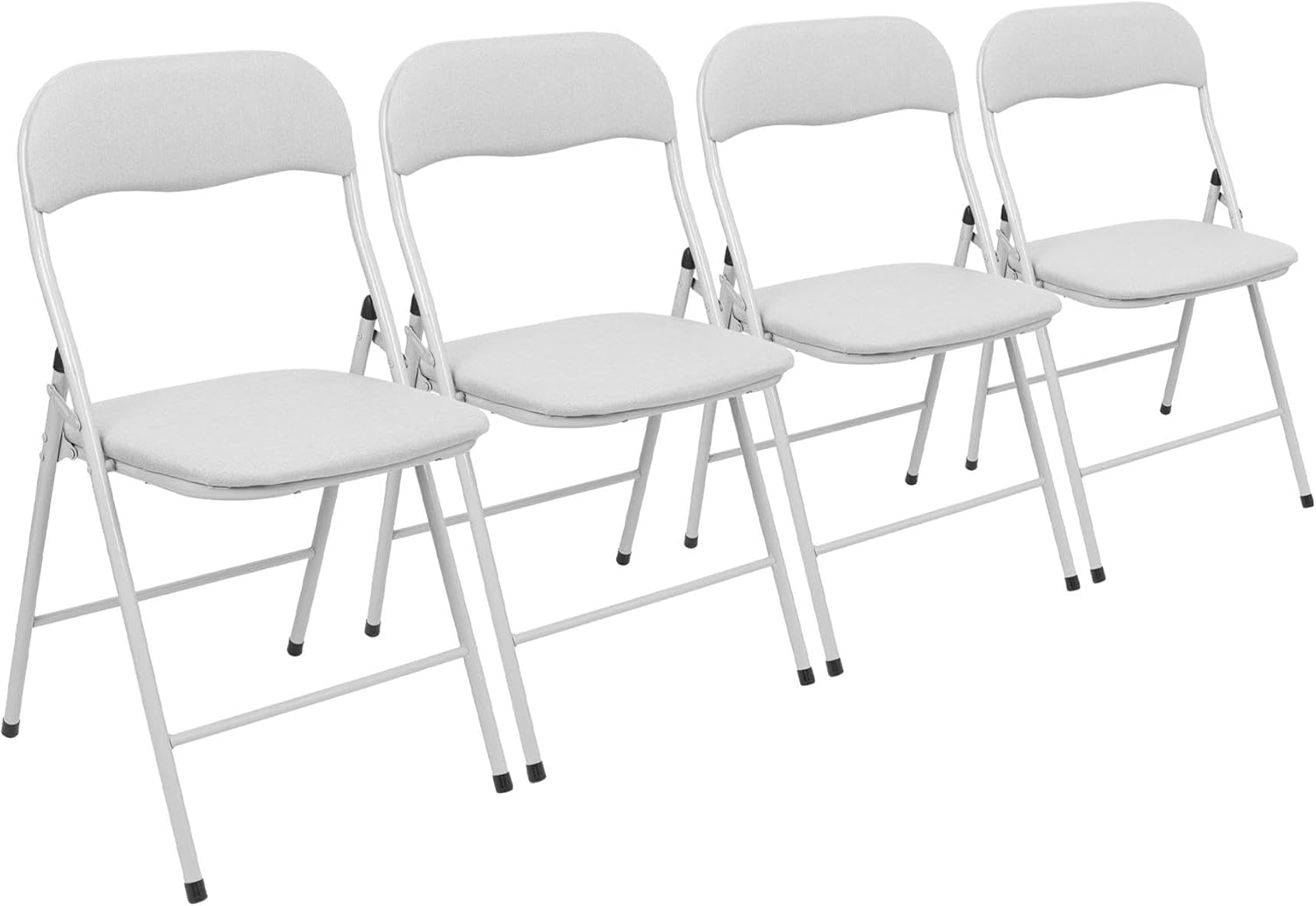 Harbour Housewares Fabric Padded Metal Folding Chairs - Grey - Pack of 4 - Lightweight Portable Outdoor Seat Indoor Foldable Dining Chair for Office, Gaming Desks, Kitchen