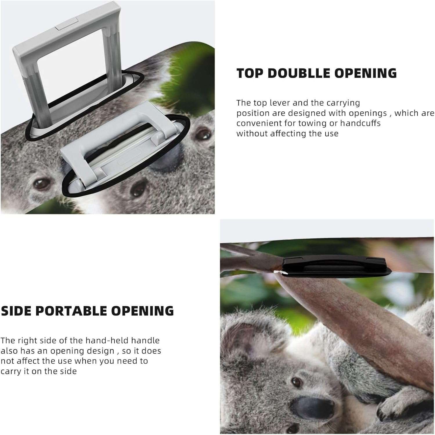 Odddot Cute Koala Print Travel Luggage Cover,Suitcase Protector Cover, Washable Baggage Covers,For 18-32 Inch Luggage, Cute Koala, Large image number 2