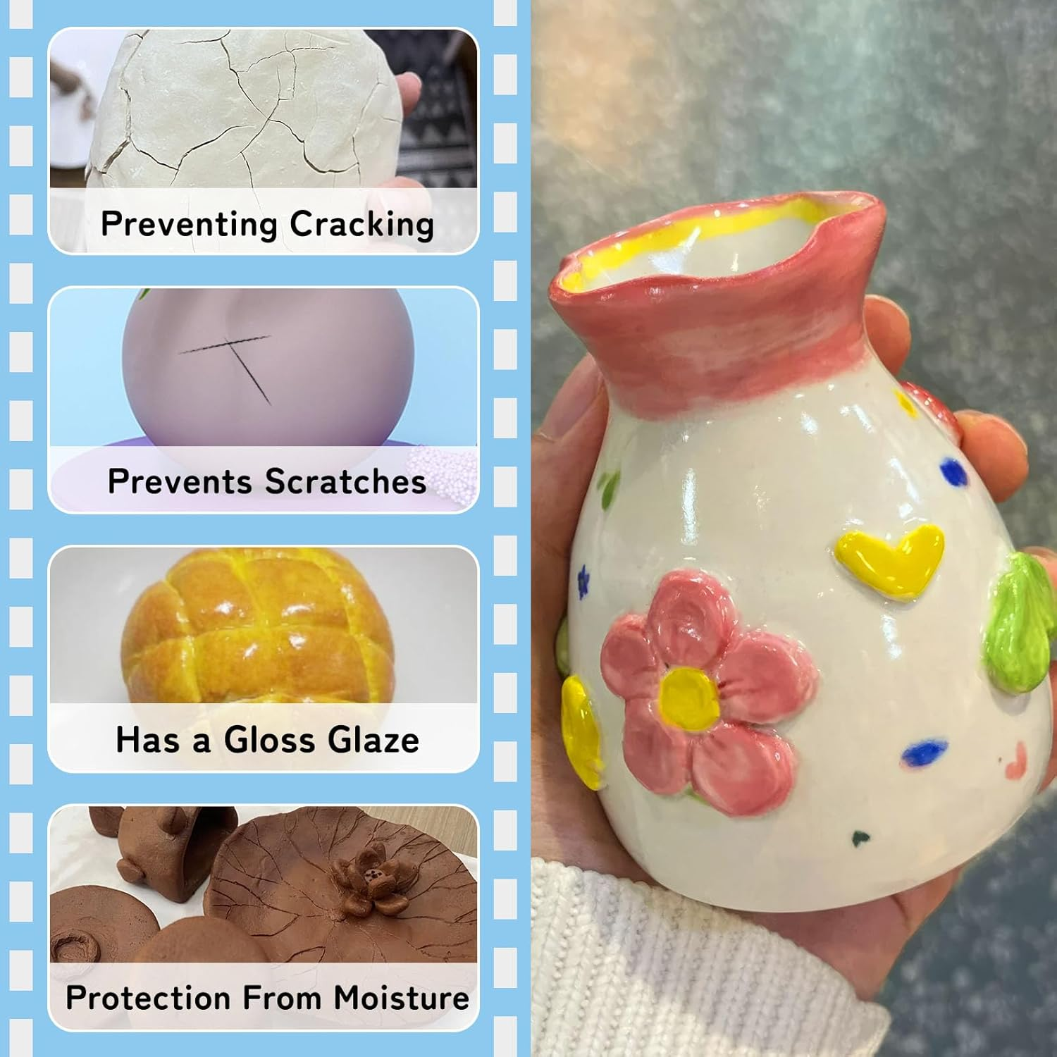 100Ml Air Dry Clay Varnish，Air Dry Clay Sealant for Airdry Clay，Air Dry Clay Glaze Can Not Only Used to Prevent Clay Cracking, Scratches, and Wear,It Can Also Having a Glossy Glaze Effect (Gloss)