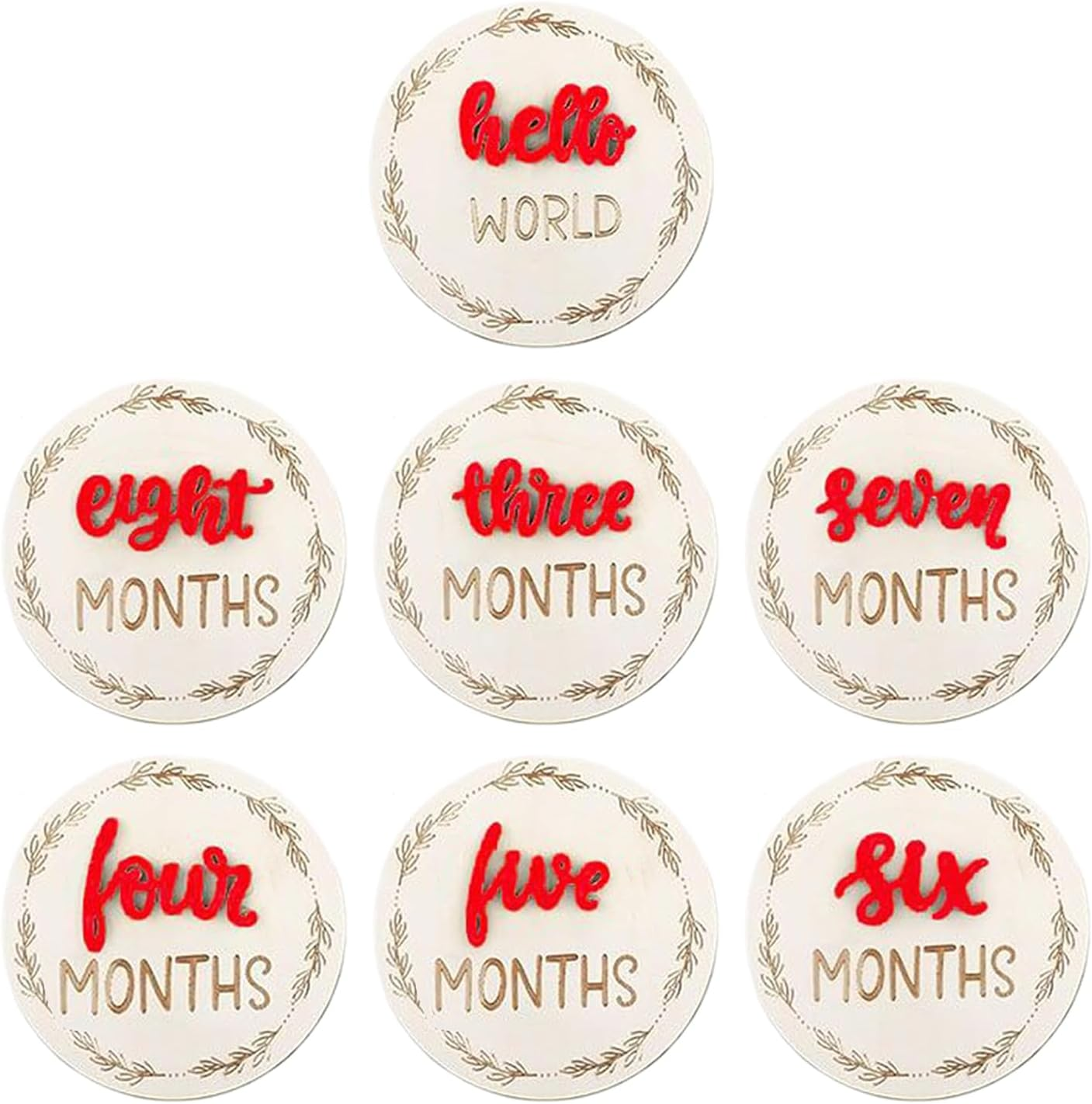 Baby Monthly Birthday Card - 3D Announcement Disc for Photos 7 Pieces | Decorative Discs Marking Month, Photo Cards Evolution Birth Boys Girls
