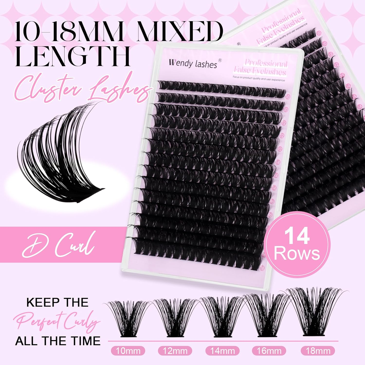 Lash Clusters 100D Wispy Individual Lashes 280PCS D-Curly Volume Lash Extensions 10-18Mm Natural DIY Cluster Lashes for Beginners(100D,10-18Mm,0.07D) image number 3