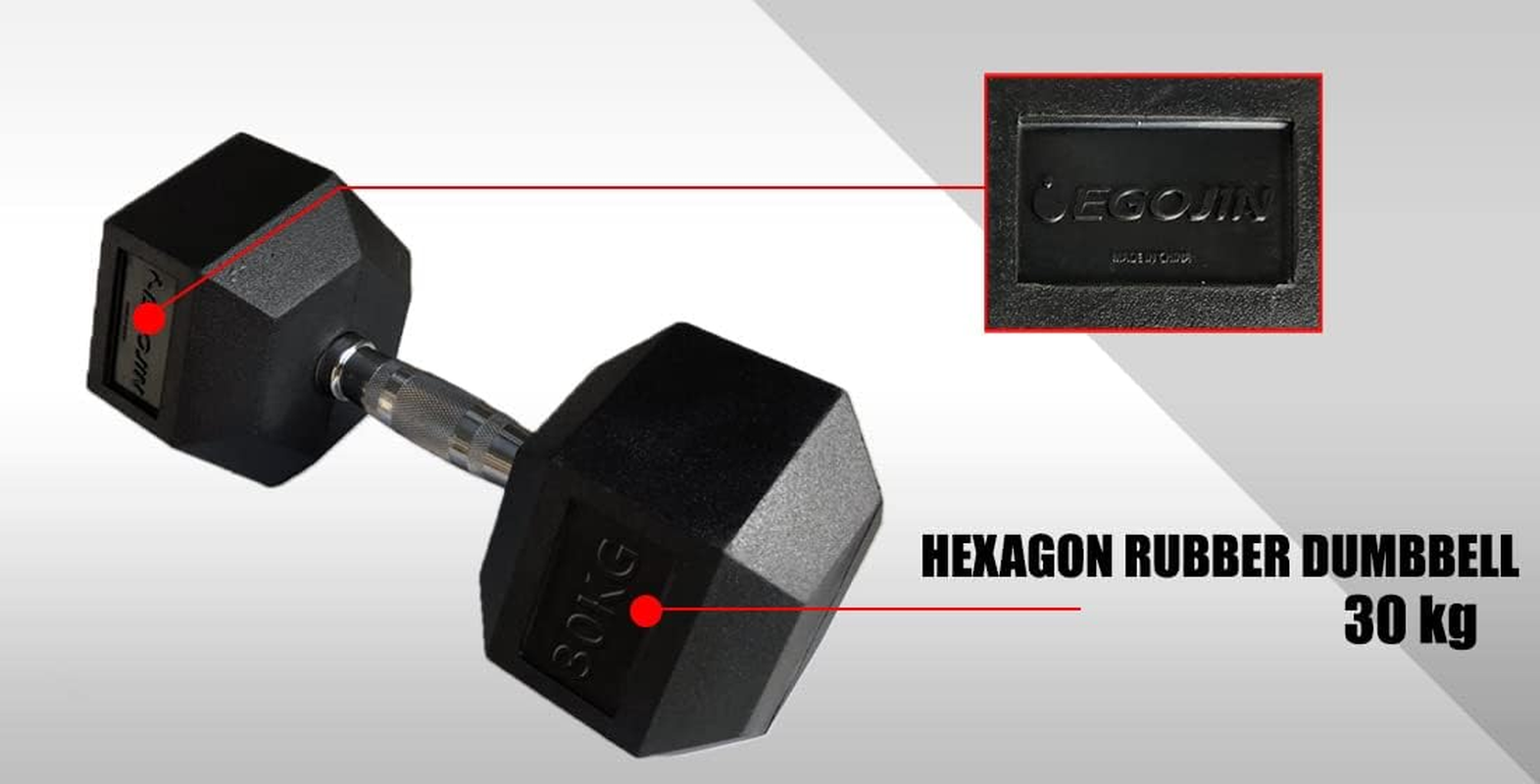 Dumbbell - 30KG X 2 - Dumbbell Pair - Hex Rubber Coat Iron Dumbell - Weight Training Exercise Workout Fitness Gym Strength image number 1