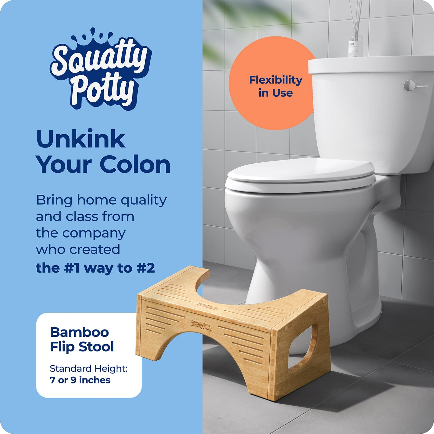 Squatty Potty the Flip Bamboo Toilet Stool - White image number 3