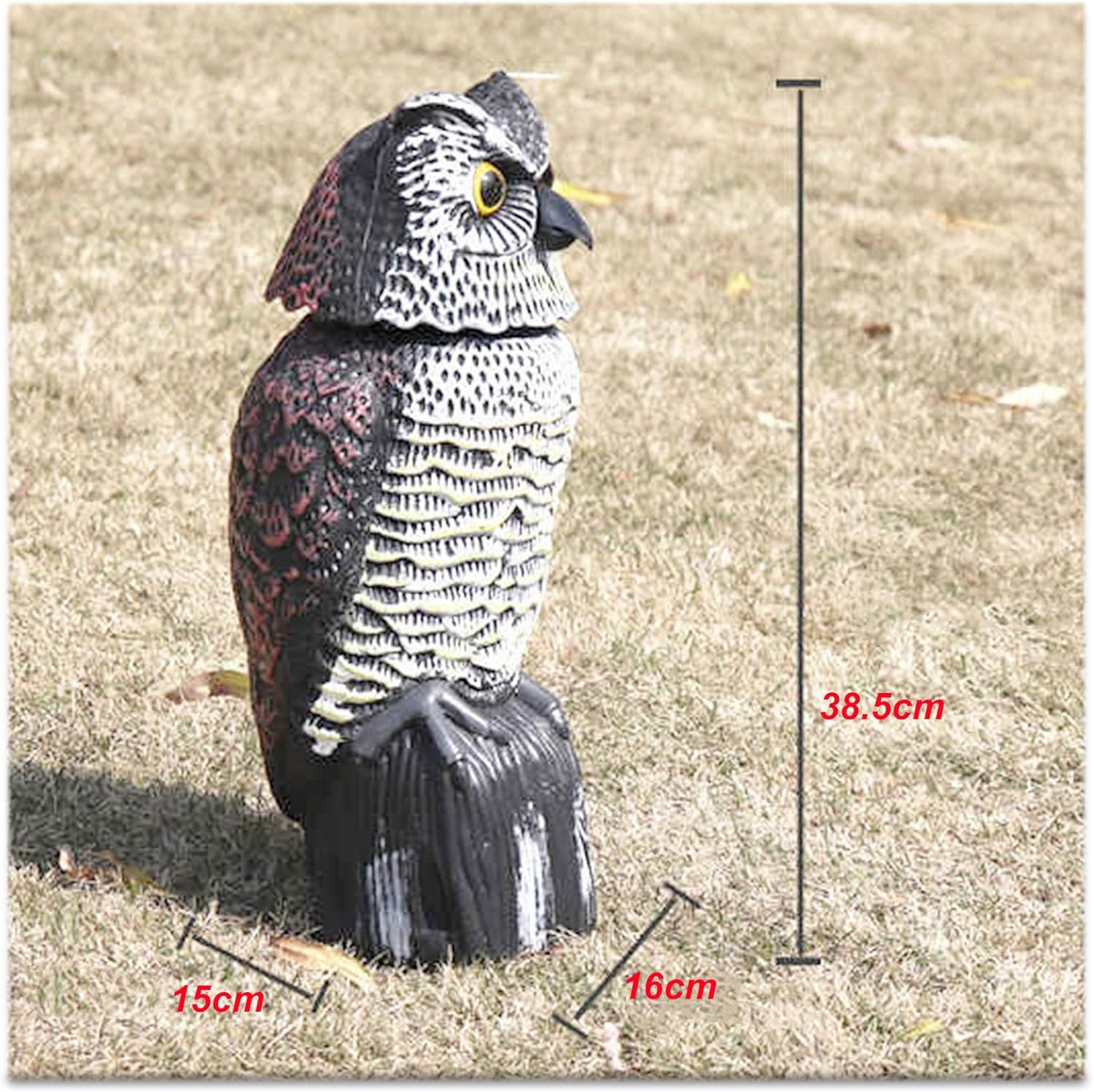 Scarecrows for Outside, Scarecrow Fake Owl with Rotating Head, Owl Decoy to Scare Birds Away Bird Deterrents for Outside, Woodpecker Deterrent, Plastic Owl Statue for Outdoor Garden Yard (1 Pack)