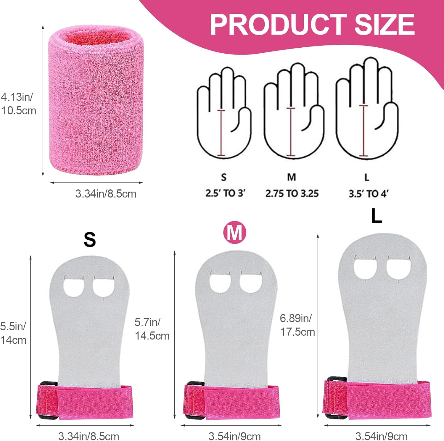 2PCS Gymnastics Hand Grips Gloves Wristbands, Gymnastic Hand Grips Gymnastic Bar Palm Protection and Wrist Support Sports Accessories for Boys Girls Youth Kids Workout and Exercise image number 4
