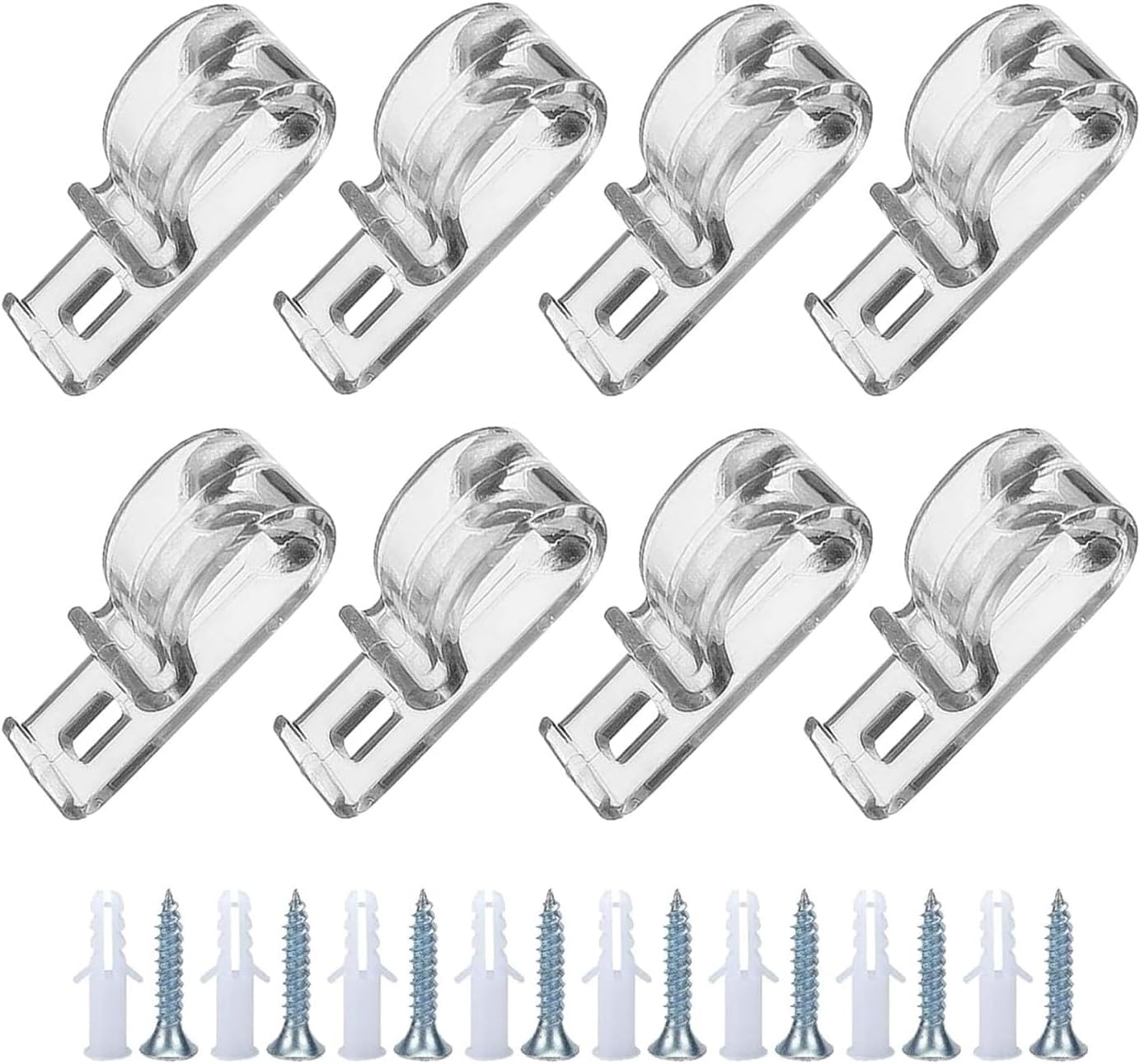 ZUJIACUN 8 Pcs Clear Plastic Curtain P Clips, Child Safety Cord Holder for Roller & Vertical Blinds, Includes Screws & Pillars, Ideal for Roman Shades & Curtains image number 5