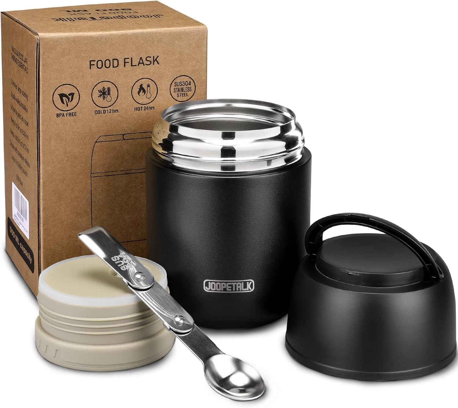 17 Oz Insulated Lunch Containers Hot Food Jar, Wide Mouth Lunch Thermos for Hot Food Kids Adults, Vacuum Stainless Steel Thermos Lunch Box with Handle Folding Spoon for School, Office (Blue-Pink)