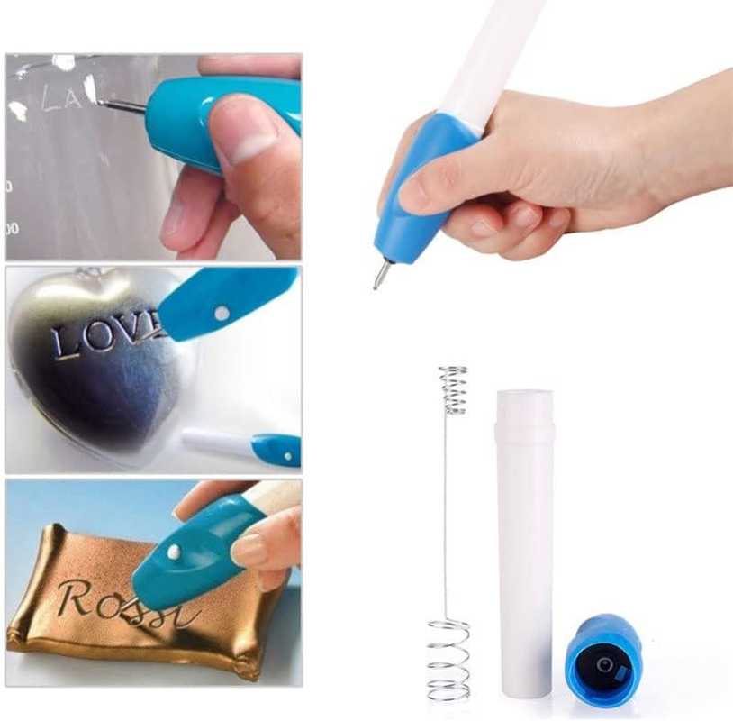 AIMALL Electric Micro Engraver Pen &ndash; Cordless Engraving Tool for Metal, Wood, Jewelry, Glass, and Plastic, Portable Battery-Powered Engraving Pen, Blue & White image number 6