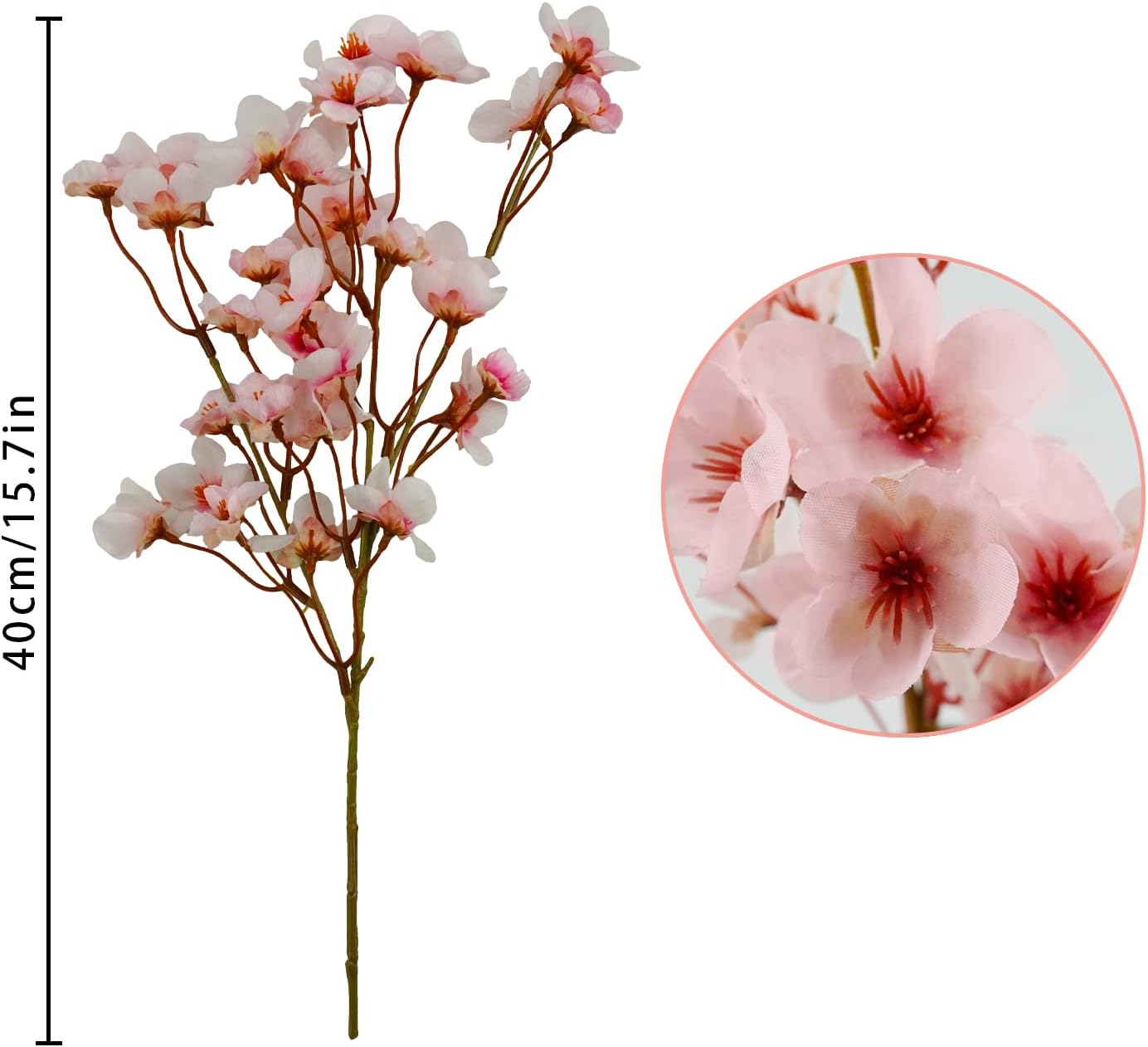 Uieke 4Pcs Artificial Cherry Blossom Flower, Silk Peach Flowers Fake Plants Arrangement for DIY Garden Home Wedding Party Decor Pink image number 5