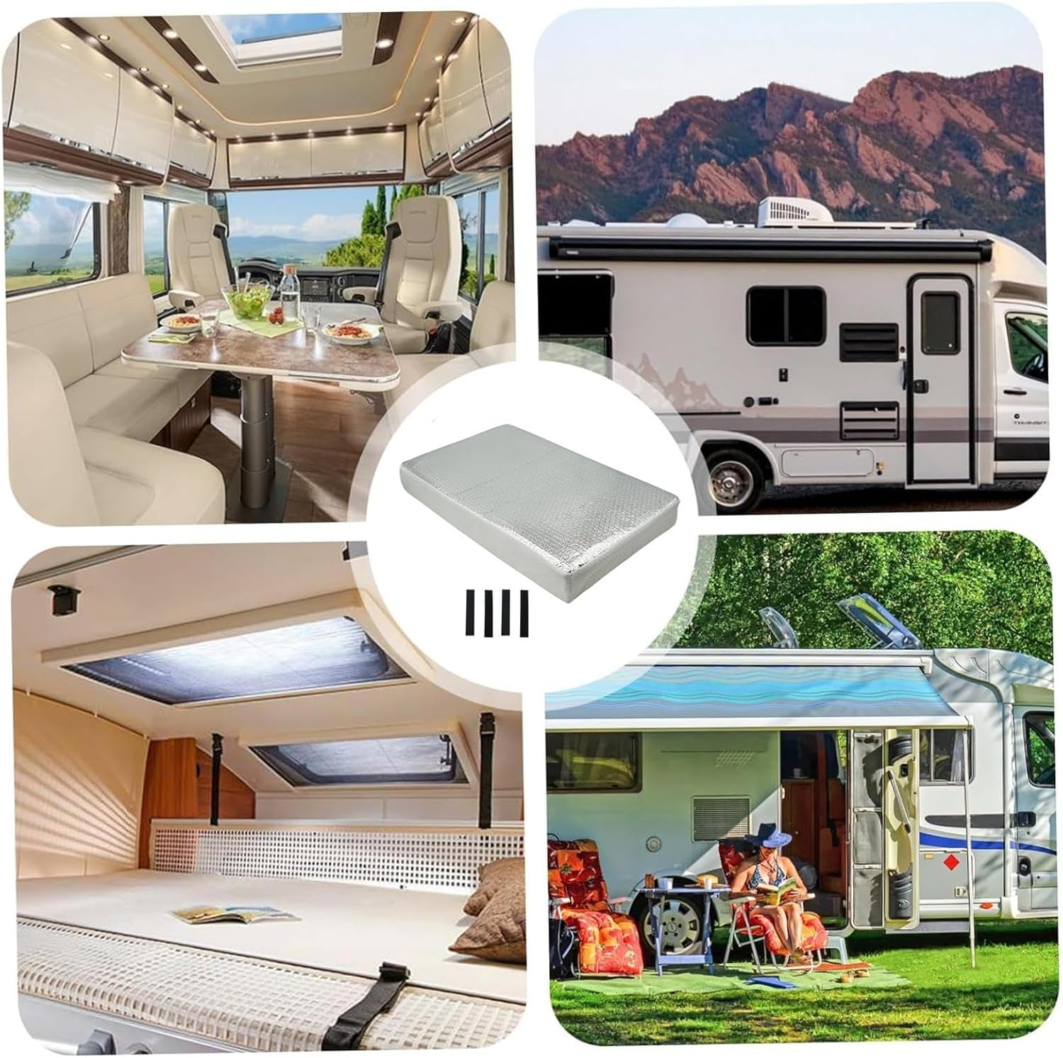 RV Vent Insulator - Waterproof Insulated RV Skylight Insulator - Removable Reflective Ventilation Accessory for Motorhome Trailer Caravan Bathroom Attic Winter - A image number 2