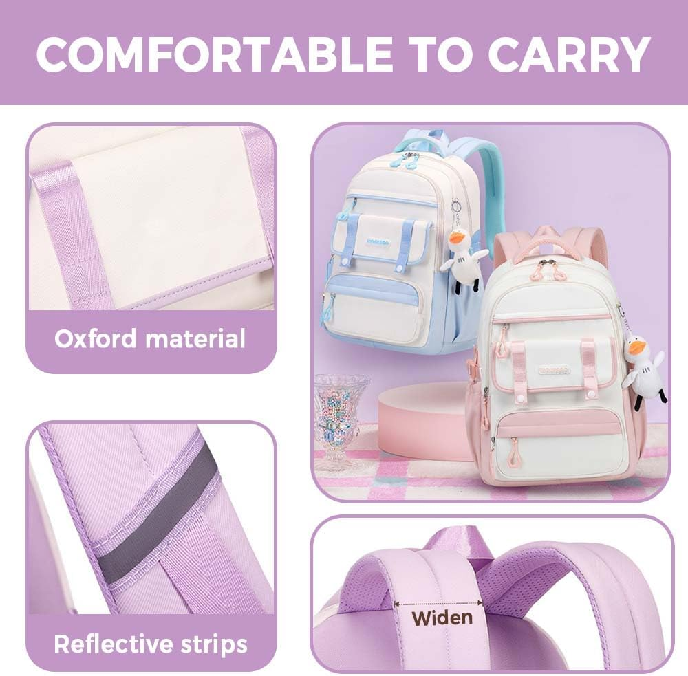 MININAI Womens Backpack for College Cute Aesthetic Large Capacity Laptop Backpack Kawaii Preppy Computer Daypack with Pendant image number 4