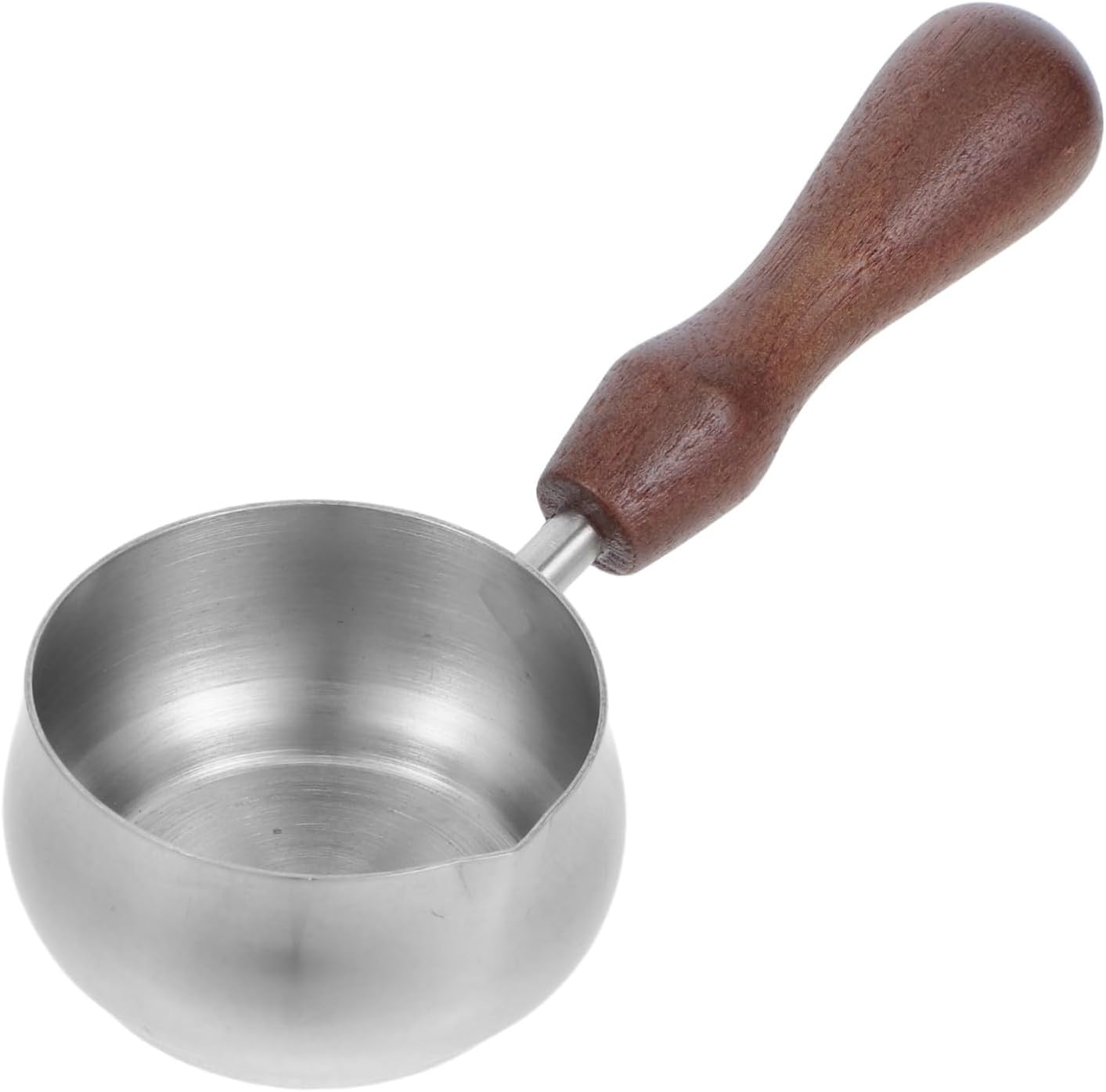 IMIKEYA Stainless Steel Butter Warmer Pan with Wooden Handle Small Milk Jug Espresso Cup Pour Spout for Coffee Frothing and Milk Heating Multifunctional Breakfast Pot image number 6