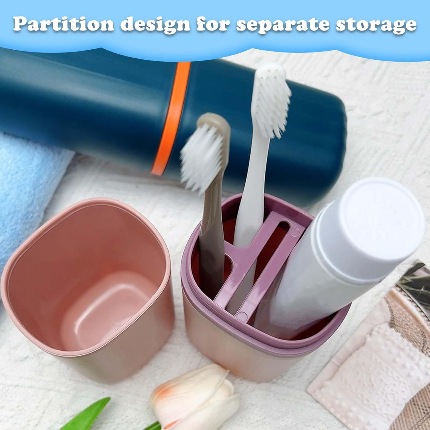 Toothbrush Holder Travel Case Portable Toothbrush Cup Case for Bathroom Travel Camping School Toothbrush Travel Containers image number 4