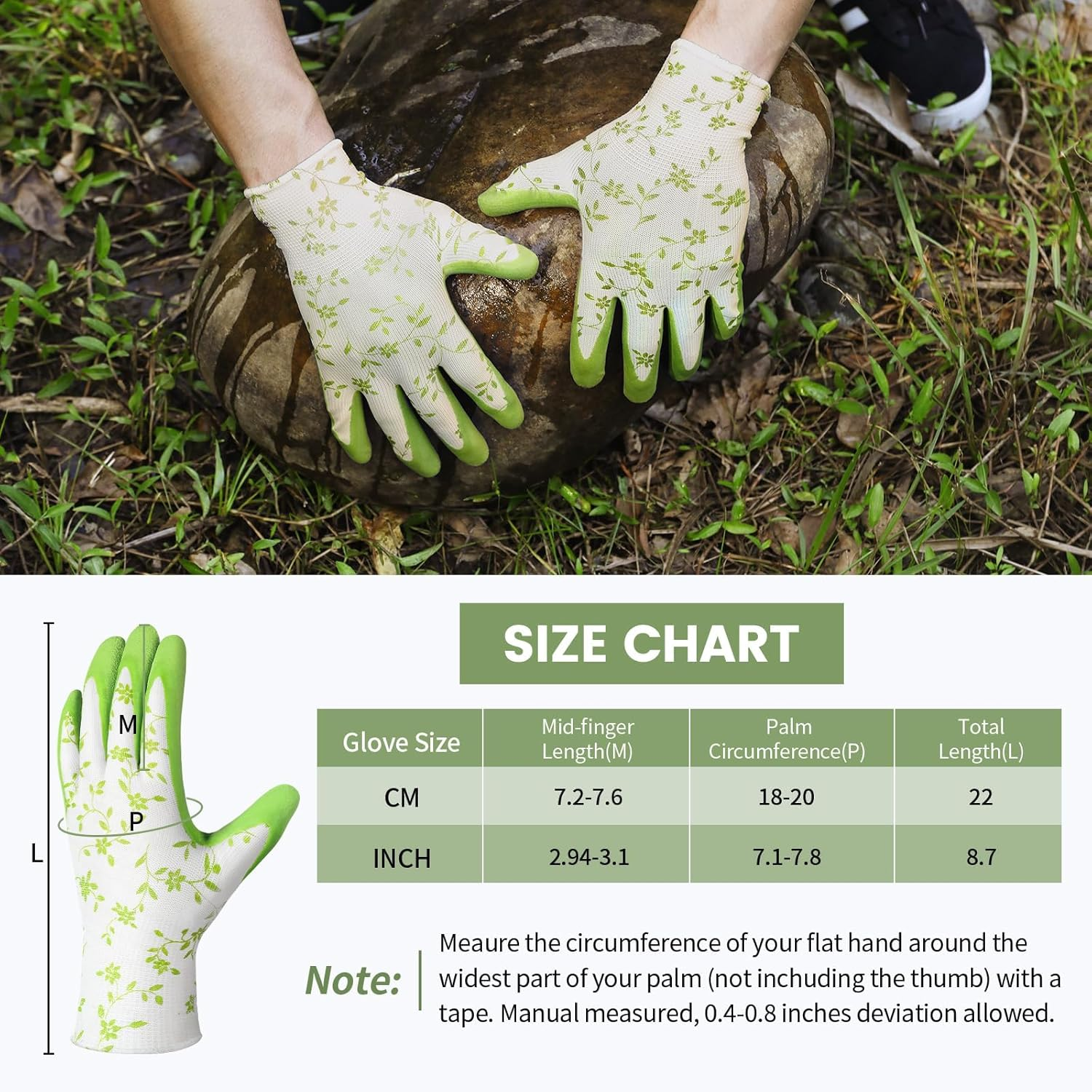 Gardening Gloves for Women, 6 Pairs, Rubber Coated with Grip, Breathable Work Gloves for Yard Garden, Outdoor Indoor Protective image number 1