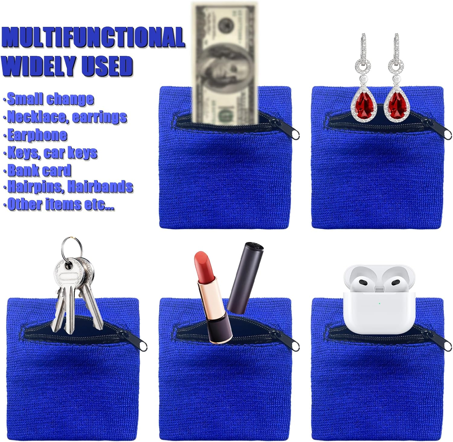 TEAONE Wrist Pouch Wallet, 4 PCS Sweatband Wrist Wallet for Running, Hiking, Cycling (4 Color) image number 3