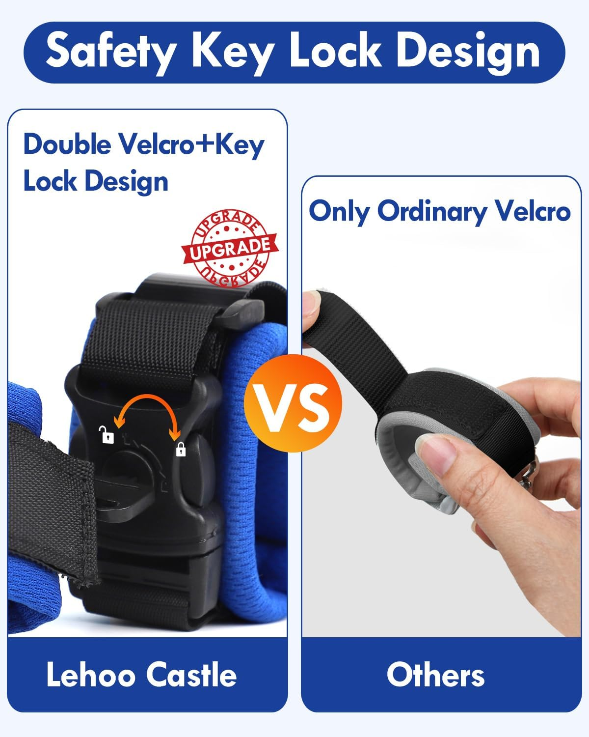 Lehoo Castle 3 in 1 anti Lost Wrist Link Safety Harness, Toddler Harness Leash for Kids, Adjustable Walking Strap, 360&deg; Rotation Baby Safety Harness with Lock (Brachiosaurus) - Navy Dino image number 2