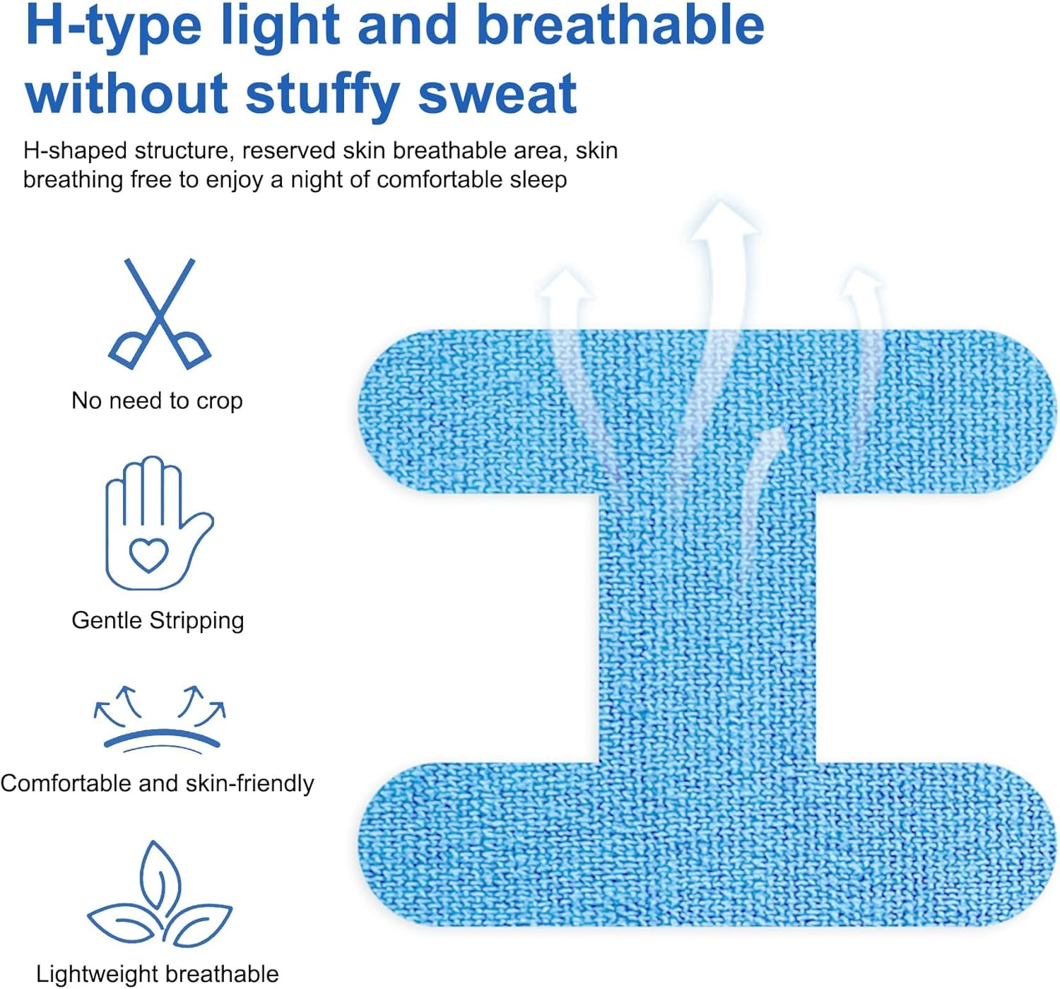 Mouth Tape for Sleeping Anti-Snoring, 60Pcs Breathable H-Shaped Mouth Strips - Sleep Aid Tapes for Improving Nasal Breathing