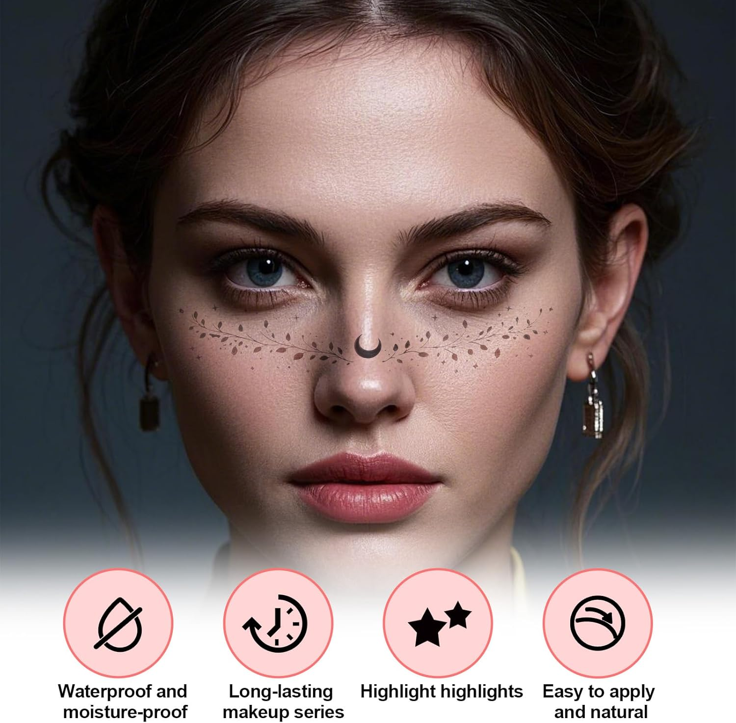 Lasuroa 16Pcs Temporary Glitter Face Tattoos Freckles, Waterproof Face Glitter Speckles Glow up Sparkle Makeup Patches for Festival Carnival Party (Silver) image number 5