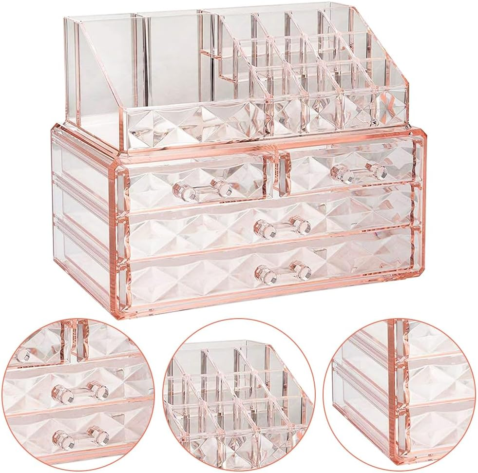 MOTRAIN Stackable Cosmetic Organizer with Drawers, Easy Toorganize Cosmetic Products Accessories Suitable for Vanity, Toilet, Bathroom and Bedroom Organization and Storage image number 1