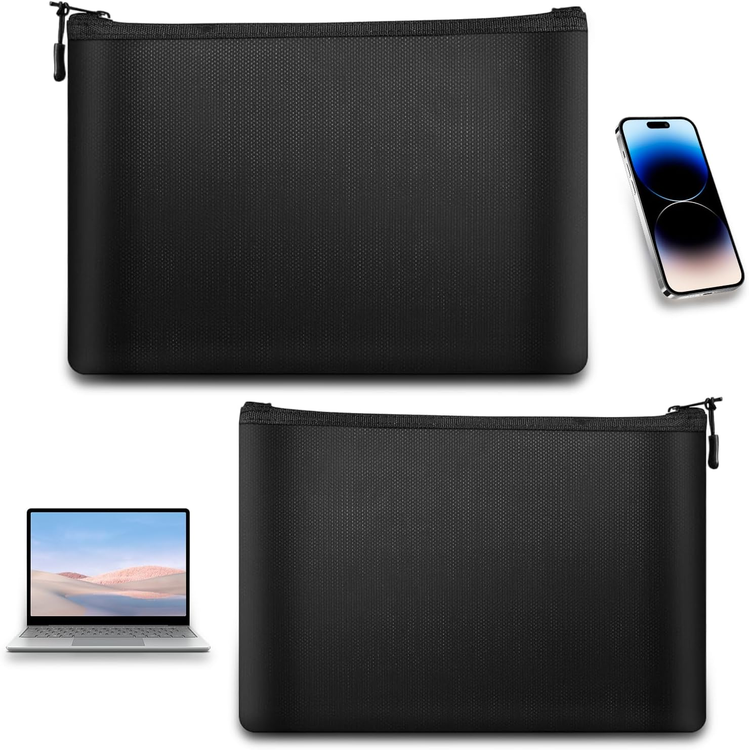 Fireproof Document Bag, Pack of 2 Fireproof Money Bag Waterproof Fireproof Bag 28 X 17 Cm 29 X 20 Cm Fireproof Bag for Documents Passport Bank File Money Valuables image number 1