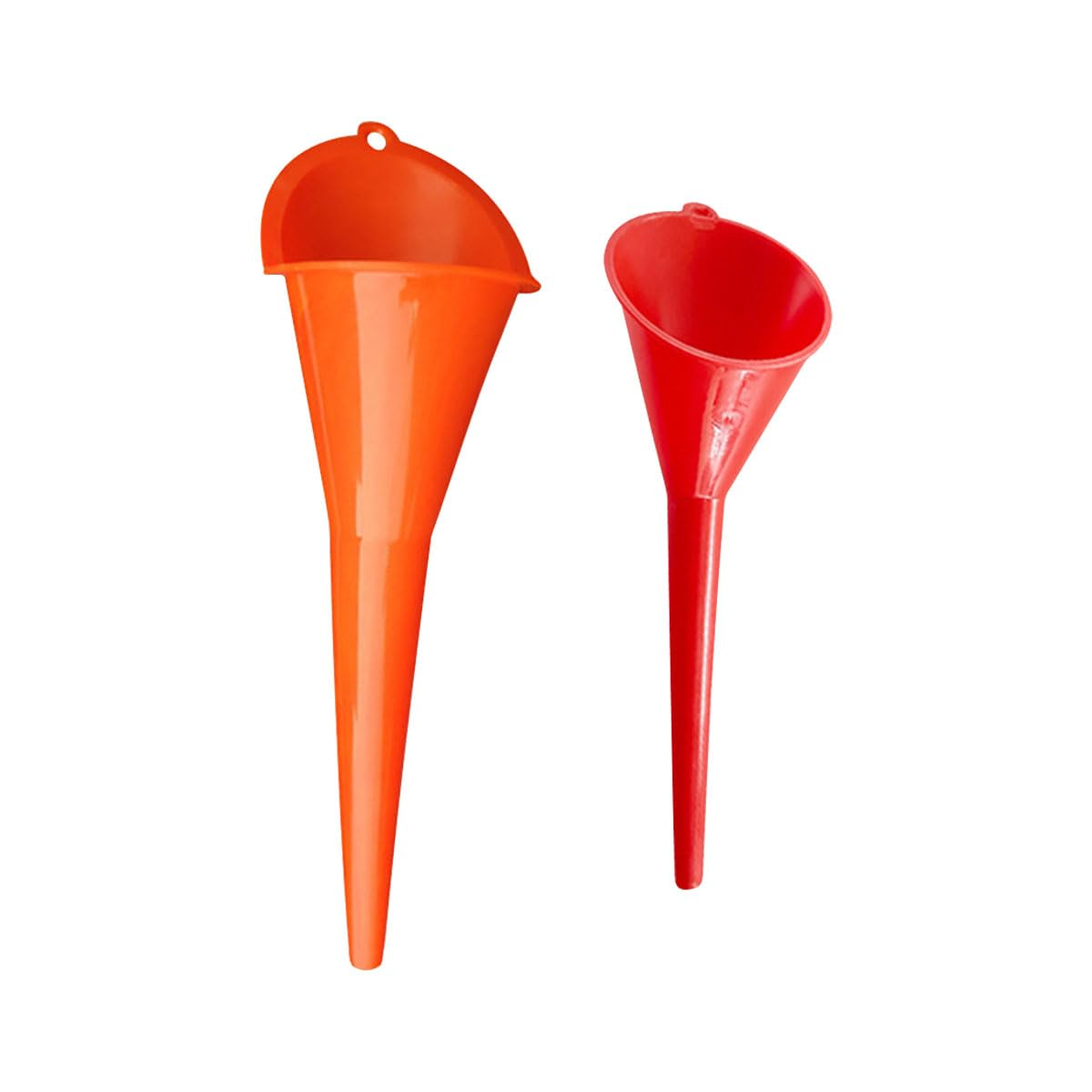 2PCS Long Neck Oil Funnels, Multi-Purpose Spill Saver Funnel, Plastic Funnel for Filling Automotive Oils Lubricants Engine Oils Water Diesel Fuel Kerosene and Other Liquids (Small Red+Orange) image number 1