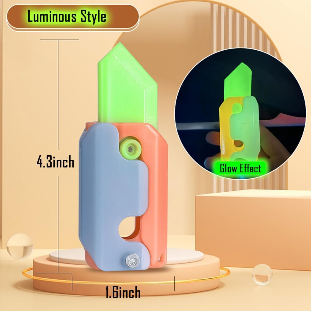 Dreamplay Fidget Toy Gun Set, 2Pcs 3D Plastic Mini 1911 Fidget Gun Knife Toy Adults Slider, Gravity Gun Toy Nice Gifts for Kids Adults Suitable for Relieving ADHD, Anxiety (Red Luminous) image number 6