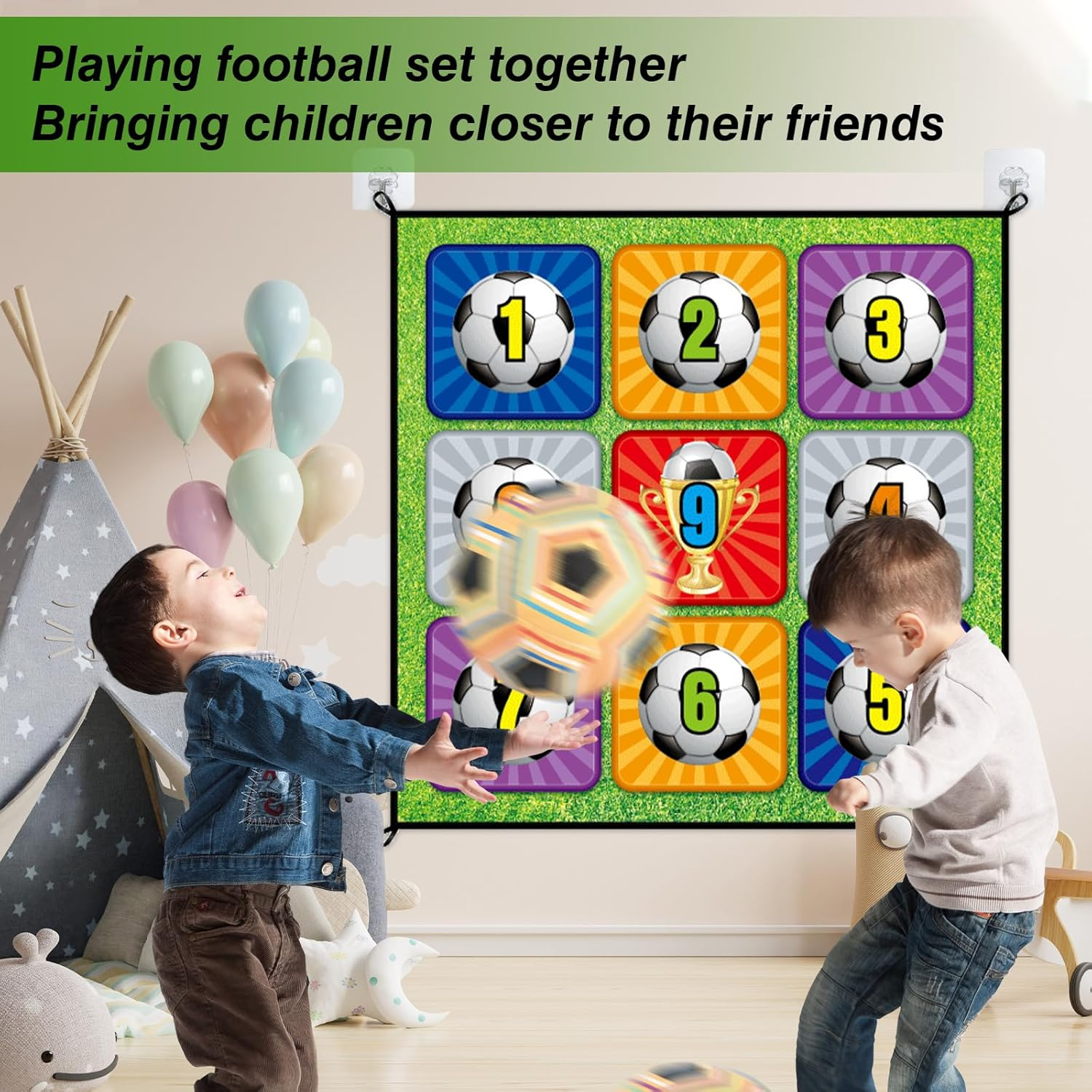 HCBZVV Soccer Ball Game Mat Set - Backyard/Outdoor/Indoor Mini Soccer Toys Games Set with Adhesive Soccer, No Need to Inflatable -Soccer Birthday Gift Toys for Kids Yard Backyard Games (59 X 59 In)