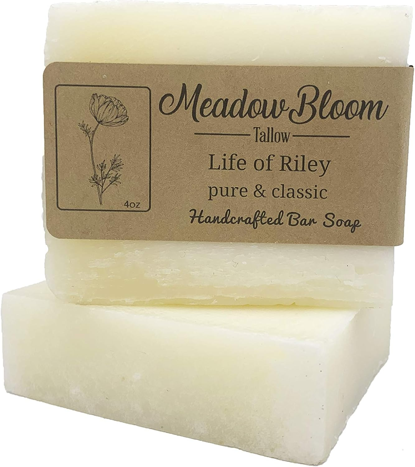 Hunter Cattle Co. Meadow Bloom Tallow Bar Soap - Unscented 2 Pack - Made with All Natural 100% Grass Fed Tallow Handmade Soap Bar - Great for Face or Body Soap image number 3