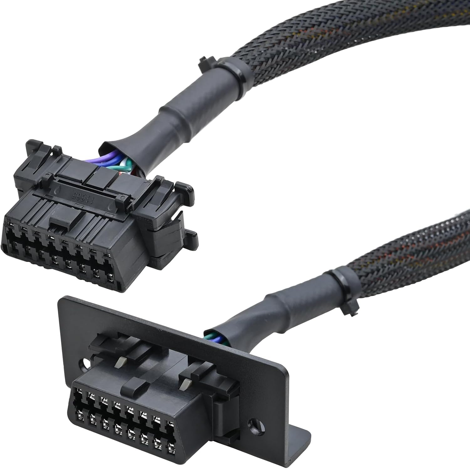 Ikkegol Underdash OBD2 Splitter Y Cable, 1 Male to 2 Female OBDII Harness Adapter, 16 Pin OBD II J1962 Extension Cord DIY, Car OBD Port Braid Connector with Mounting Bracket 1FT/30CM image number 6