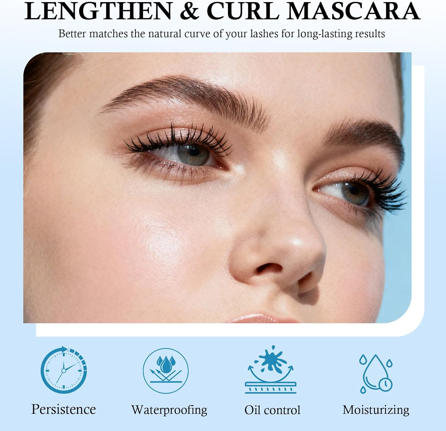 Noerrors Metal Iron Mascara Wand Black 3D Curls Volume Mascara for Natural and Defined Eyelashes, Extra Slim Non-Lumpy Washable Bristle Brush Dye Eyelashes image number 5