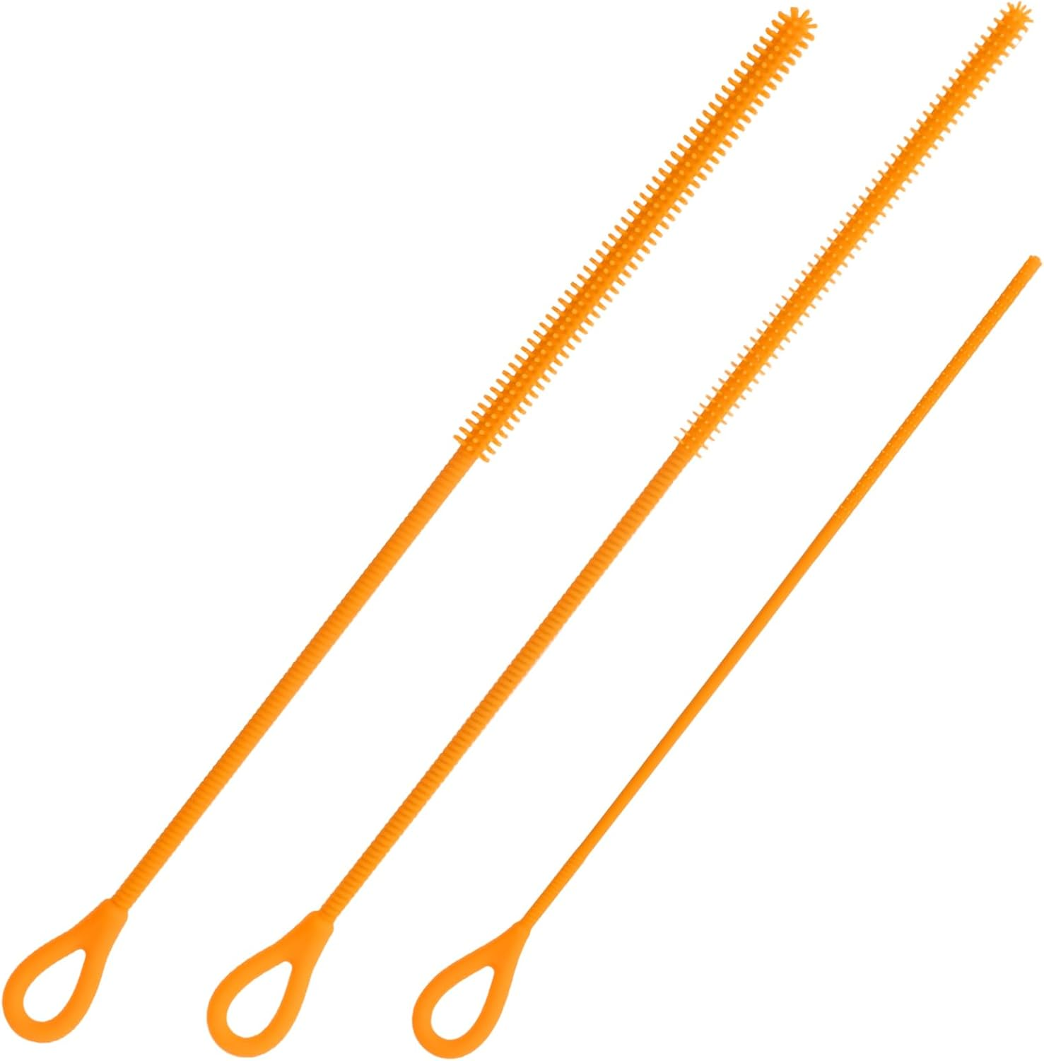3Pcs Silicone Straw Cleaner Brush Set, Reusable Extra Long Straw Cleaning Tool with 3Mm 6Mm 9Mm Multi-Size Cleaning Accessories for Stanley Cup Water Bottle (Orange) image number 5
