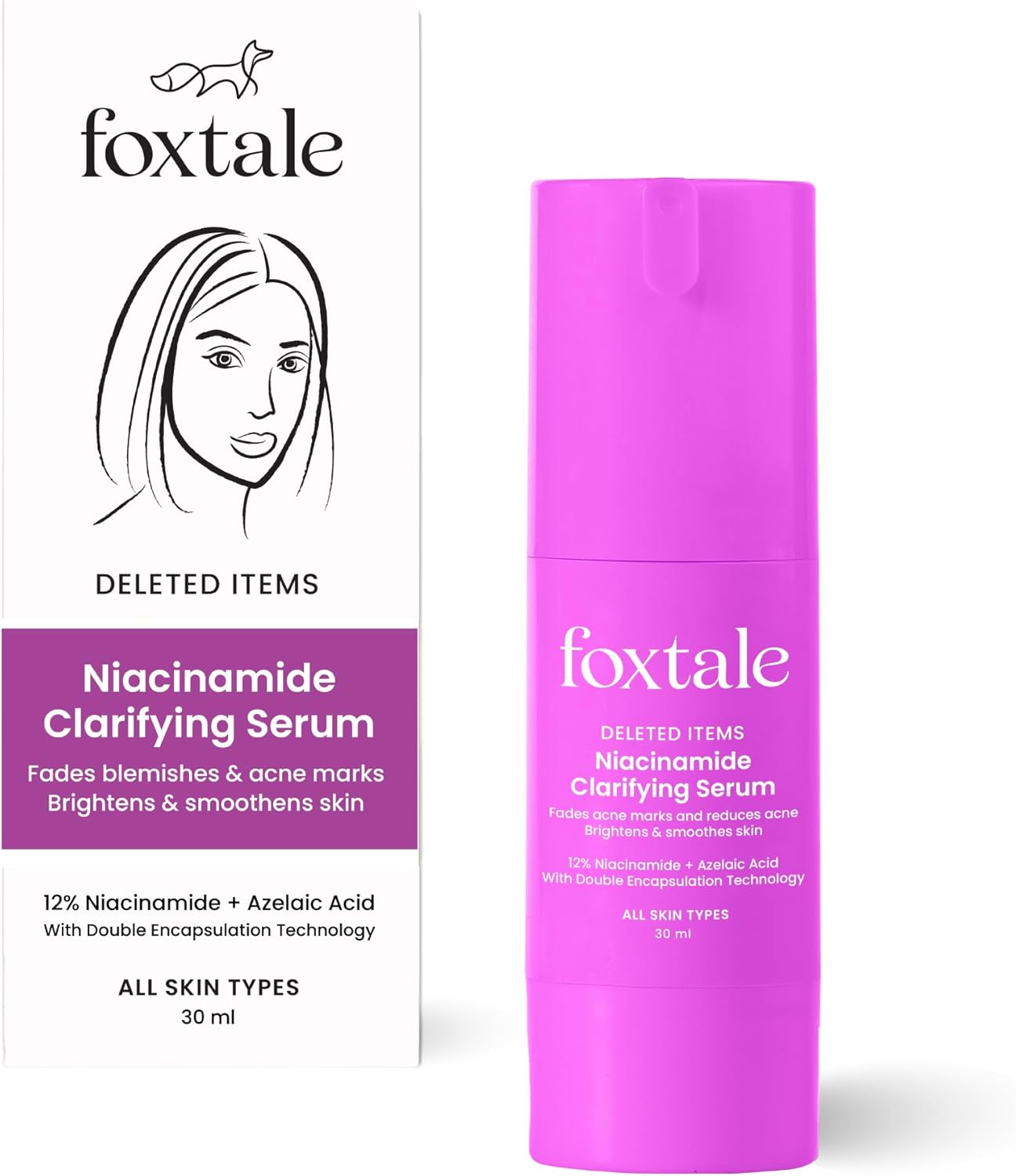 Foxtale 12% Niacinamide Face Serum with Azelaic Acid for Oil Control & Brightening | Reduces Acne, Blemishes & Acne Marks | Brightens & Smoothens Skin | Face Serum for Women & Men | 30 Ml