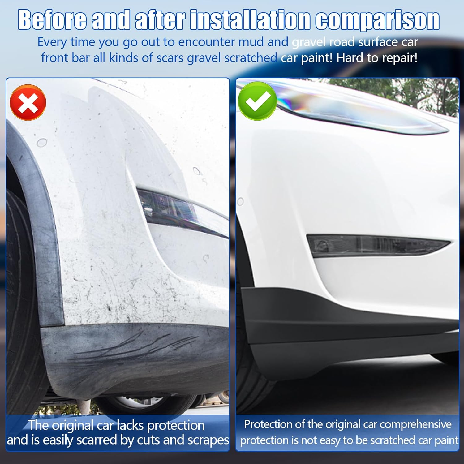 Car Front Bumper Corner Guard for Tesla Model Y 2025-2021, TPE Protector Cover Scratch-Resistant Anti-Collision Anti-Rub Edge Lip Trim Exterior Accessories for Model Y 2025 image number 2