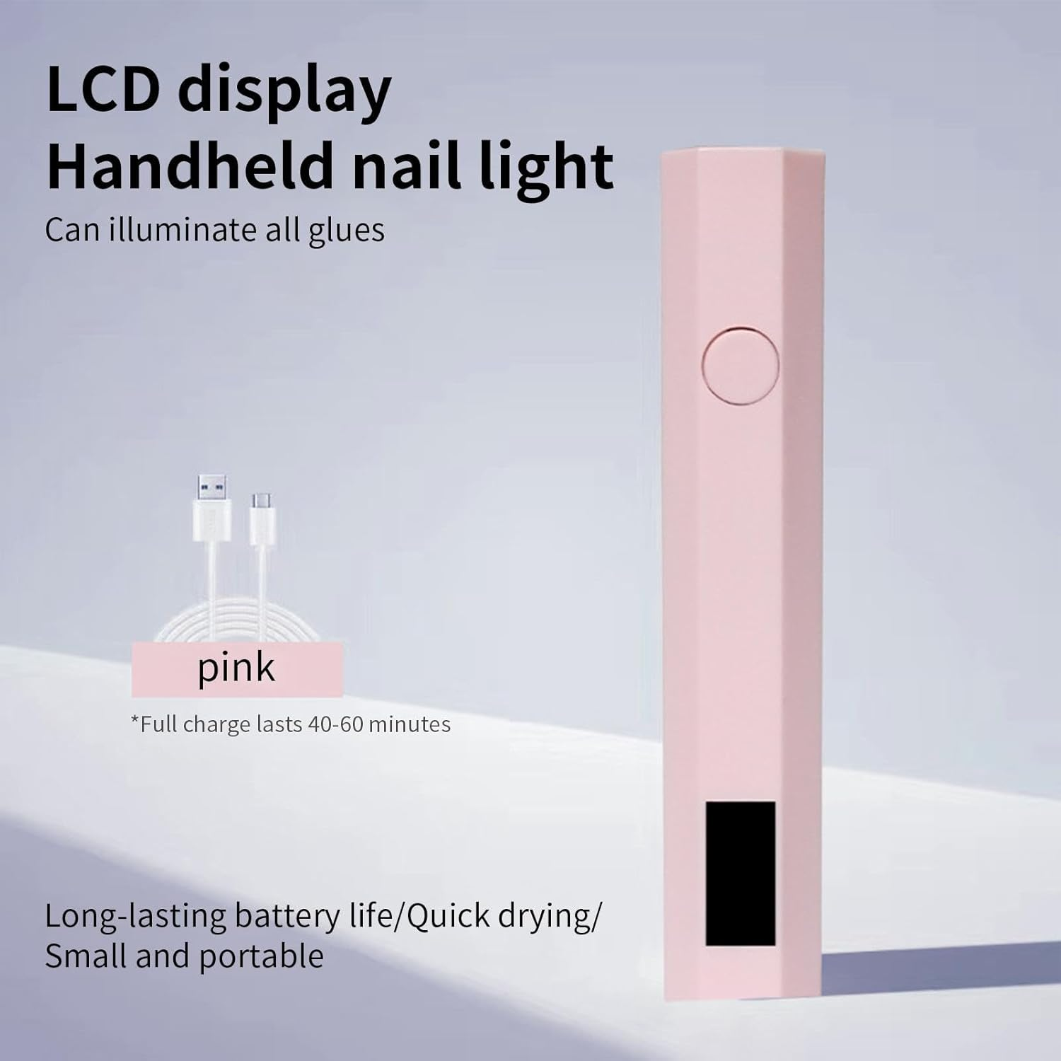 Portable Uv Led Nail Lamp, Rechargeable Nail Dryer, Lightweight Compact, Small Travel Friendly, Handheld Curing Light for Home and Salon, Gel Polish, 10.3X1.9Cm - Blue image number 5