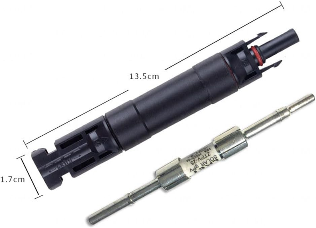 Set of 5 ZONADA 15A Solar Fuse Holder Inline Fuse IP67 Waterproof DC 1000V Solar Panel Fuse Link for PV System Solar Array Solar Combiner Box Solar Inverter Solar Charge Controller Outdoor Use image number 2