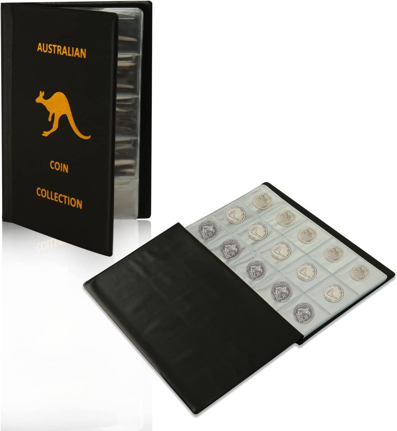 Coin Collection Book Holder Album for Collectors, 10 Pages 150 Pockets 4.5 X 4.5Cm(1.77 X 1.77 Inch) Inch Coin Albums Penny Collecting Book for Coin Storage, Pennies, Quarters (Blue, 150 Pockets)