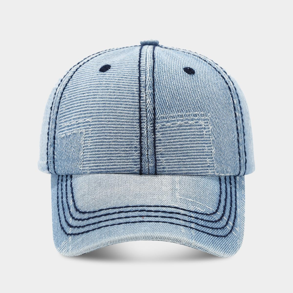 Irregular Splicing Denim Baseball Cap for Women Adjustable Outdoors Sun Cap image number 2