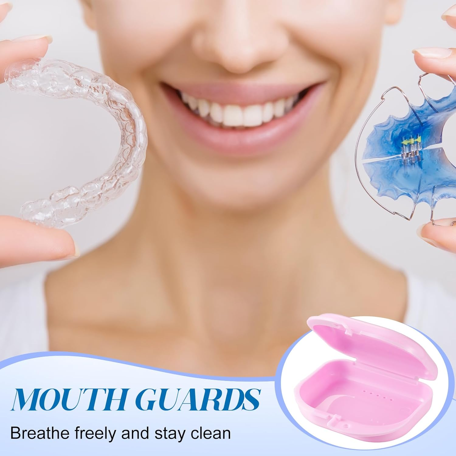 Youyole 32 Pieces Retainer Case with Vent Holes Mouth Guard Container Case Dental Storage Container Multicolor Dental Retainer Box for Office Travel Household (Light Color) image number 5