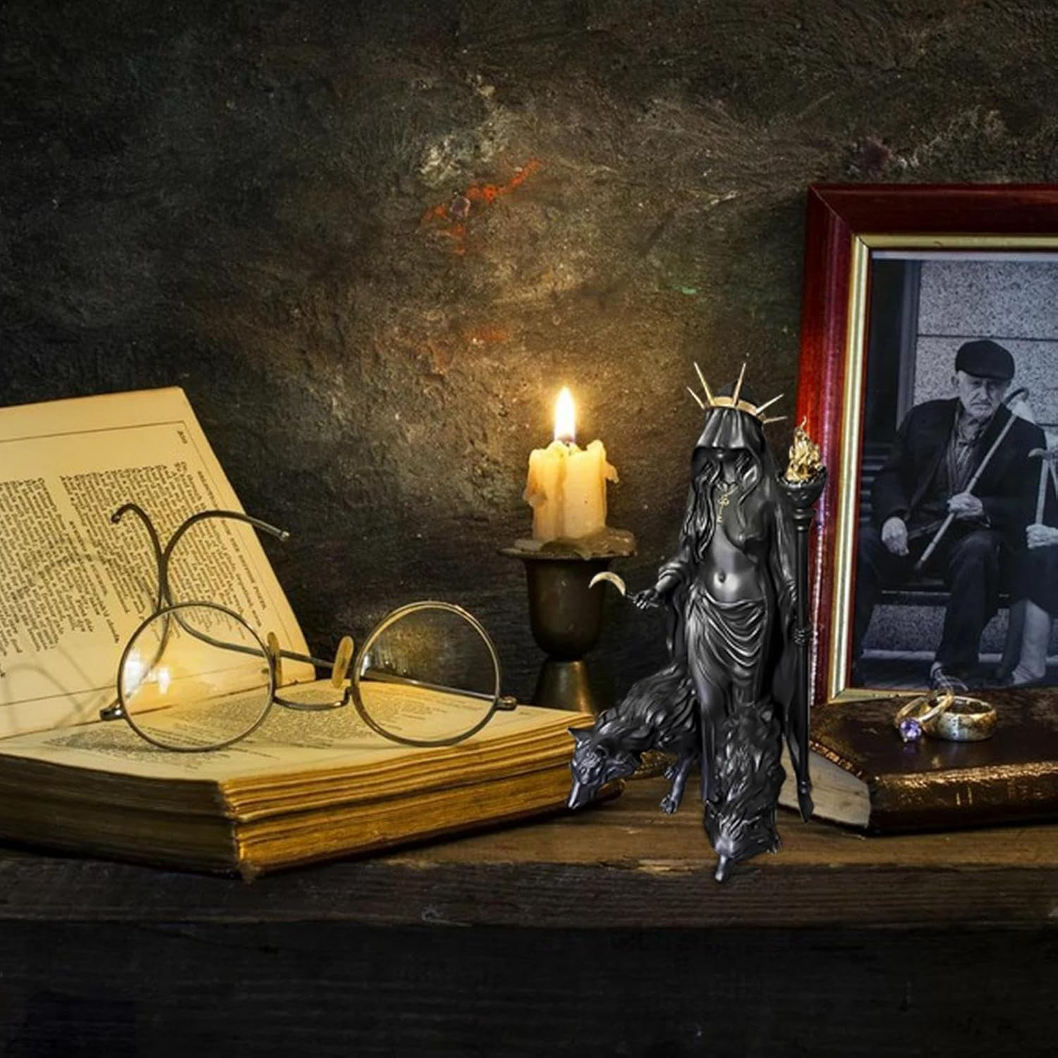 Hekate Niktipolos, the Witch of the Night, Underworld Hekate Phōsphōrōs Light-Bringer or Morning Star Statue, Hecate Greekgoddess with Her Hounds of Magic1 Resin Sculpture - B image number 4