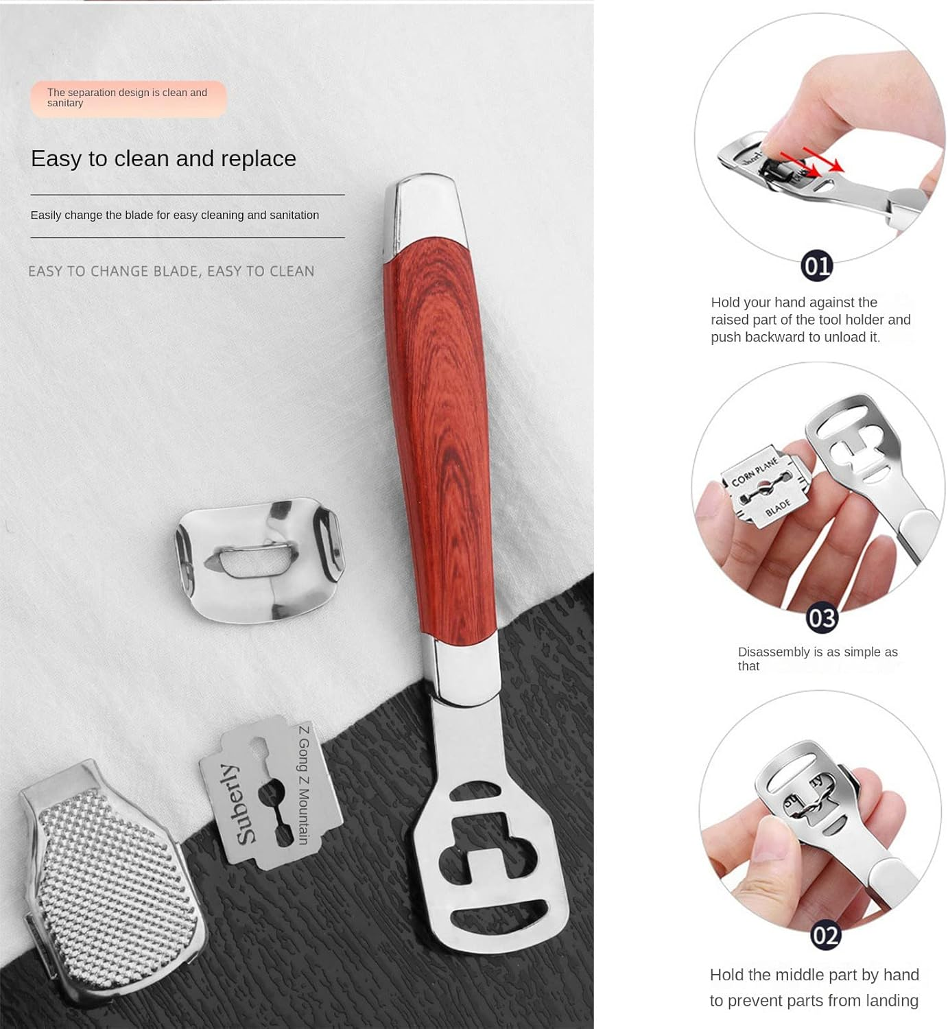 Callus Remover Callus Rasp Callus File for Feet Care Pedicure Kit Tools, Metal Scraper with 10 Blades image number 1