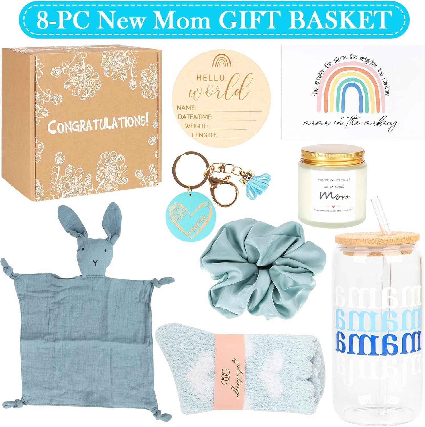 New Mom Gifts Box, Pregnancy Gifts for Expecting Mom, Basket for Girls Boys, Postpartum Gifts for First Time Moms, Cool Gifts for New Mom after Birth, New Mom Care Package after Baby image number 2