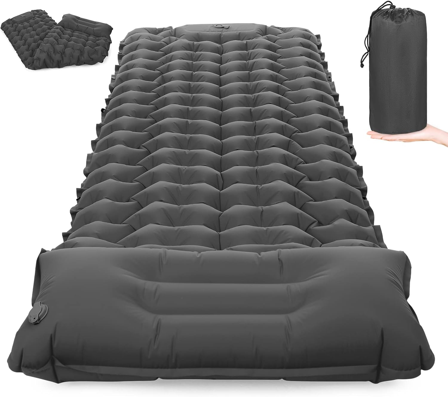 Eacam Sleeping Pad, Ultralight Inflatable Sleeping Pad for Camping, Built-In Pump, Ultimate for Camping, Hiking - Airpad, Carry Bag, Repair Kit - Compact & Lightweight Camping Pad